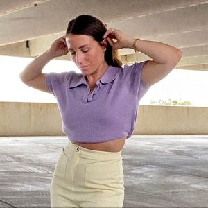 Purple knit crop top